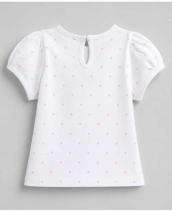 Babyhug 100% Cotton Interlock Knit Half Sleeves Bunny Print Onesie With Polka Dot Printed Tee - Light Pink