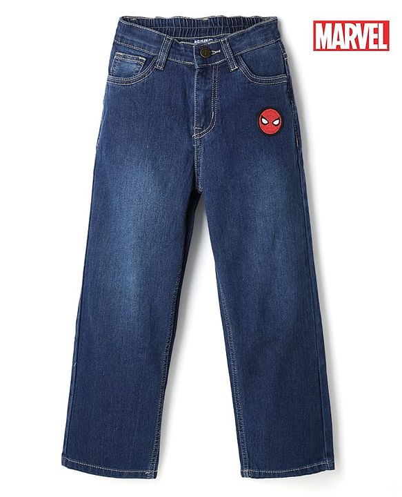 Pine Kids Marvel Denim Full Length Jeans with Spiderman Applique in Blue for 6-7 Years