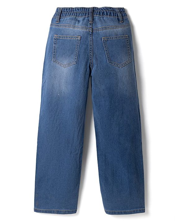 Pine Kids Disney Denim Full Length Jeans with Minnie Mouse Patch in Light/Sky Blue for 6-7 Years