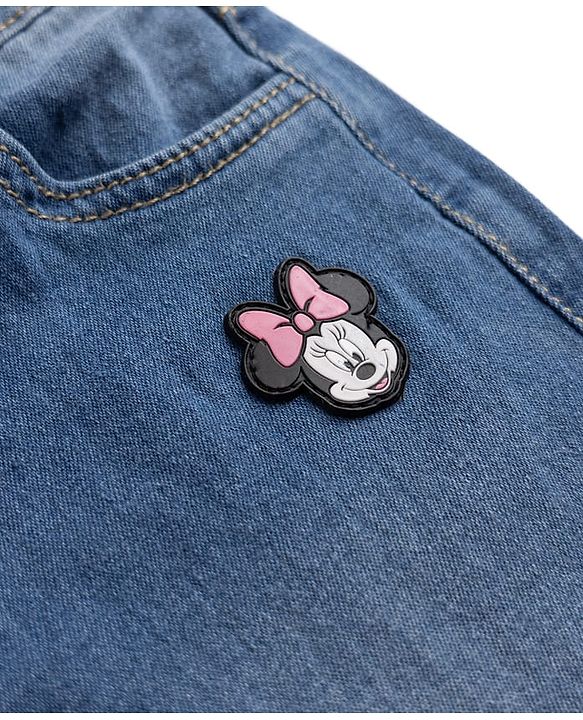 Pine Kids Disney Denim Full Length Jeans with Minnie Mouse Patch in Light/Sky Blue for 6-7 Years