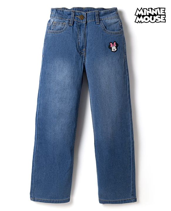 Pine Kids Disney Denim Full Length Jeans with Minnie Mouse Patch in Light/Sky Blue for 6-7 Years