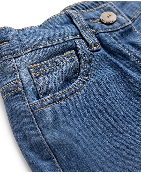 Pine Kids Disney Denim Full Length Jeans with Minnie Mouse Patch in Light/Sky Blue for 6-7 Years