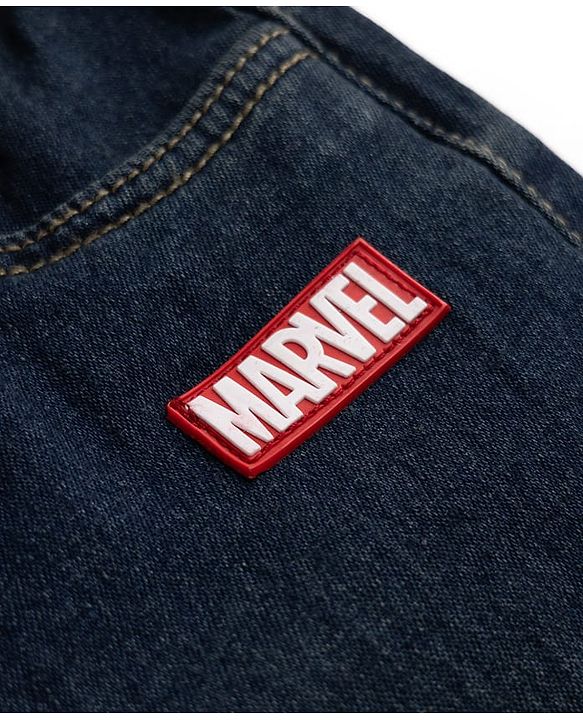 Pine Kids Marvel Full Length Denim Jeans with Marvel Patch in Blue