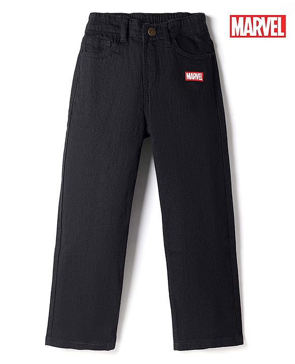 Pine Kids Marvel Denim Full Length Jeans with Spiderman Patch in Black for 6-7 Years