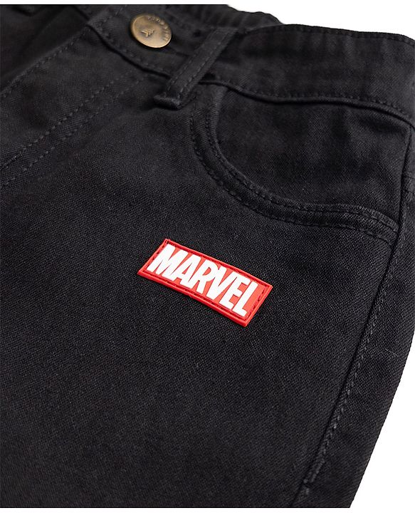 Pine Kids Marvel Denim Full Length Jeans with Spiderman Patch in Black for 6-7 Years