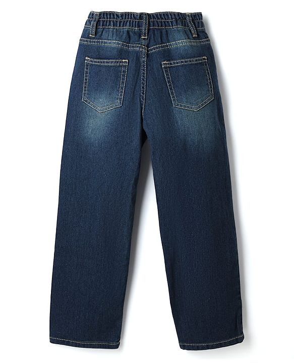 Pine Kids Disney 100% Cotton Denim Full Length Jeans With Stitch Patch in Blue