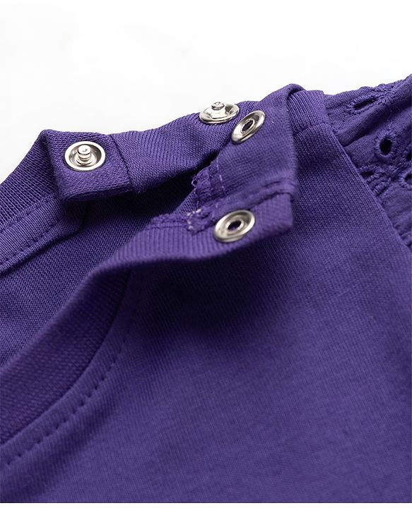 Babyhug 100% Cotton Knit Half Sleeves T-Shirt With Floral Print - Purple