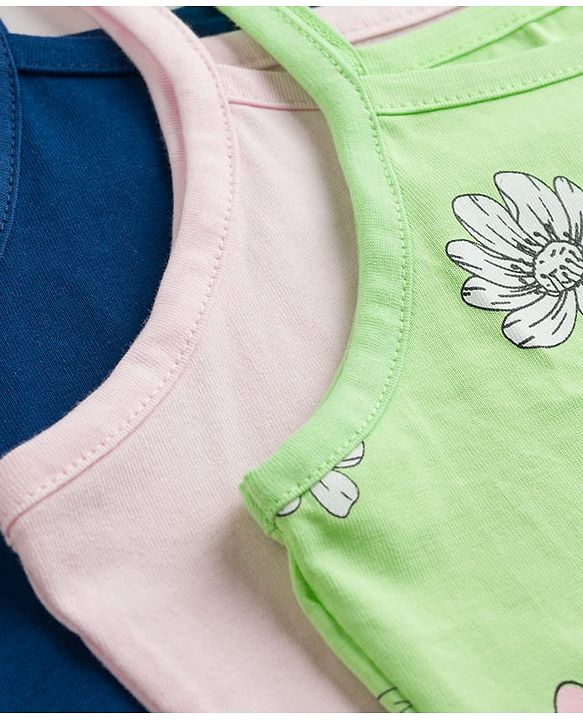 Pine Kids Disney Single Jersey Knit Sleeveless Slips with Minnie Mouse Print Pack of 3-  Blue Pink & Green