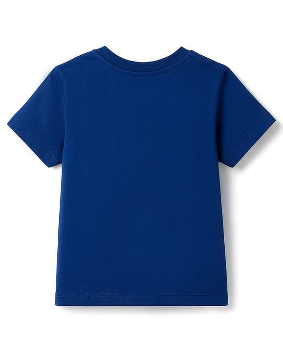 Babyhug 100% Cotton Knit Half Sleeves Lion & Star Printed T-Shirt & Shorts Night Suit - Navy Blue