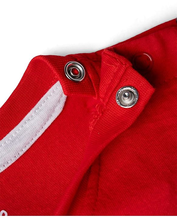 Babyhug Disney Single Jersey Knit Half Sleeves T-Shirt with Front & Back Mickey Mouse Graphics - Red