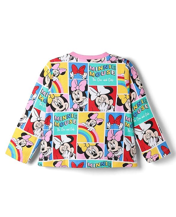 Babyhug Disney 100% Cotton Knit Full Sleeves Co-Ords T-Shirt & Pyjama Night Suit With Minnie Mouse Graphic - Multicolor