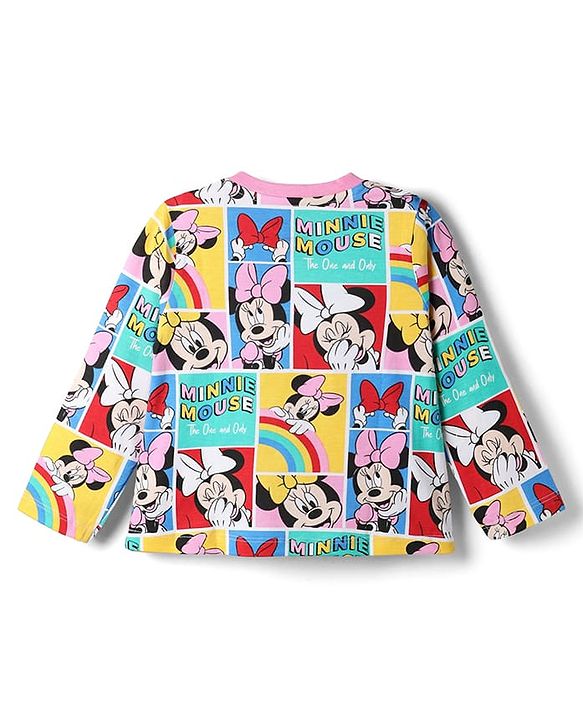 Babyhug Disney 100% Cotton Knit Full Sleeves Co-Ords T-Shirt & Pyjama Night Suit With Minnie Mouse Graphic - Multicolor