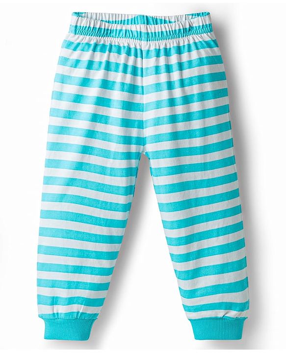 Babyhug 100% Cotton Knit Full Sleeves T-Shirt & Pyjama Night Suit With Teddy Bear Print - Blue