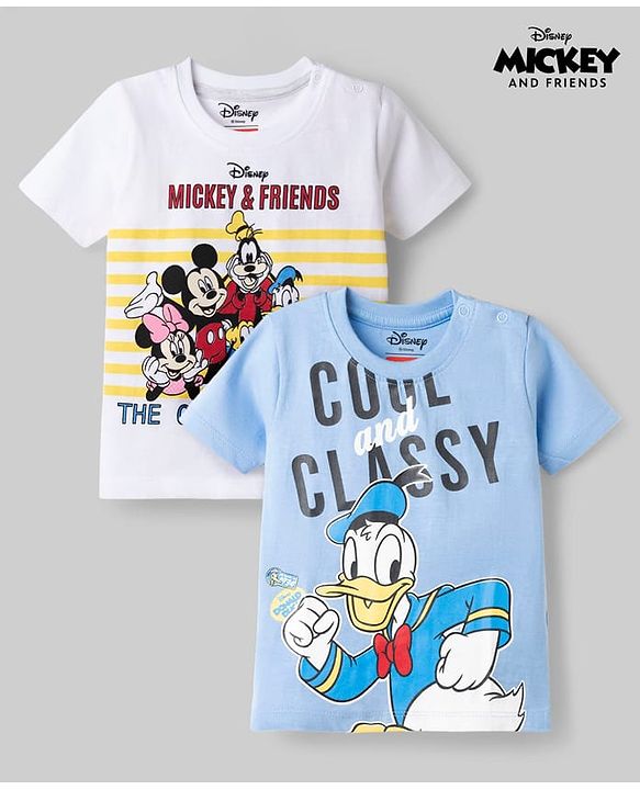 Babyhug Disney 100% Cotton Knit Half Sleeves T-Shirts With Micky & Friends Graphic Pack Of 2 - Multicolor