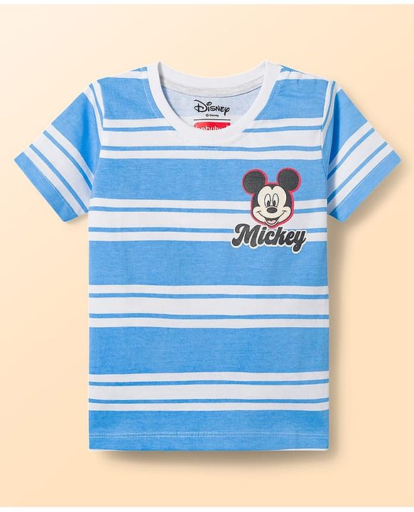 Babyhug Disney Cotton Knit T-Shirts Half Sleeve with Mickey and Friends Graphic Multi Color 6-9 Months Pack of 2