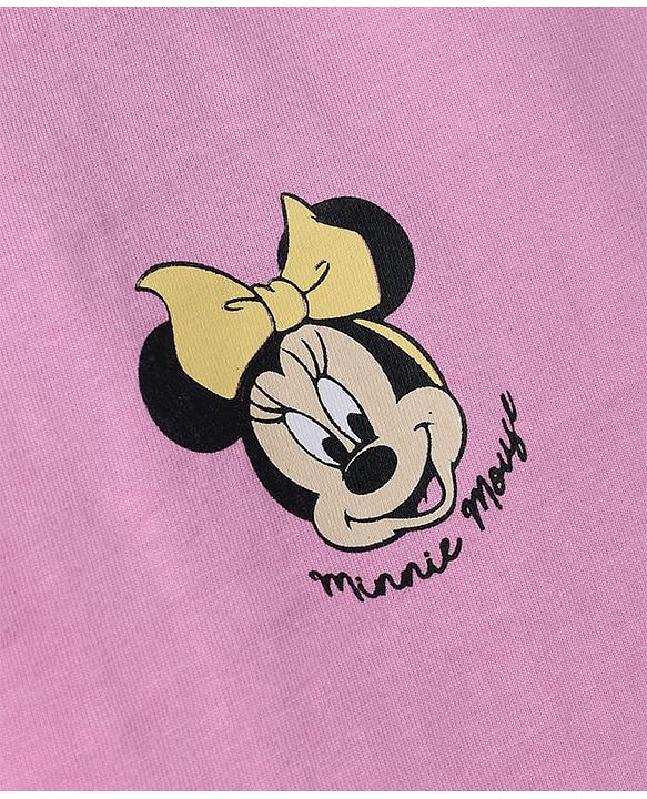 Babyhug Disney 100% Cotton Knit Sleeveless Tank T-Shirts With Minnie Mouse & Friends Graphic Pack of 2 - Pink & White