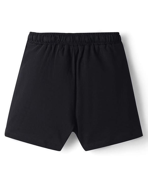 Pine Kids Cotton Knit Half Sleeves  T-Shirt Shorts Night Suit with Text Print - Black