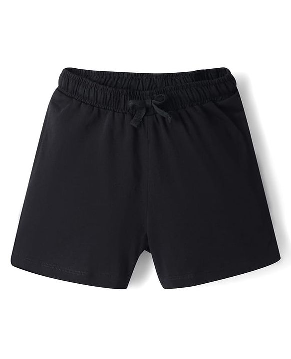 Pine Kids Cotton Knit Half Sleeves  T-Shirt Shorts Night Suit with Text Print - Black