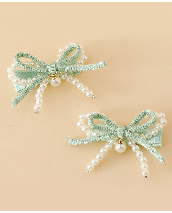 Babyhug Bow & Butterfly Clips Pack Of 2 - Green