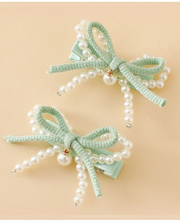Babyhug Bow & Butterfly Clips Pack Of 2 - Green