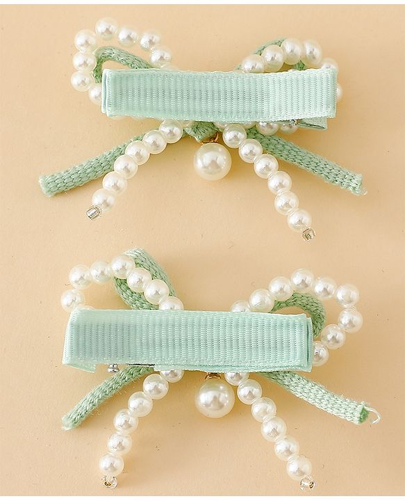 Babyhug Bow & Butterfly Clips Pack Of 2 - Green