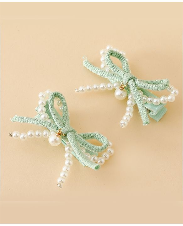 Babyhug Bow & Butterfly Clips Pack Of 2 - Green