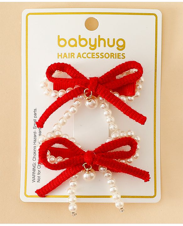 Babyhug Bow & Butterfly Clips Pack Of 2 - Green