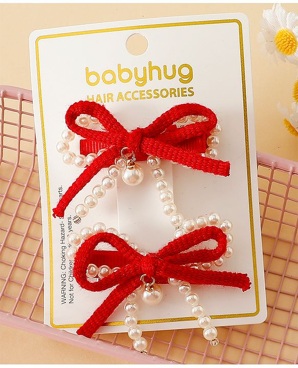 Babyhug Bow & Butterfly Clips Pack Of 2 - Green