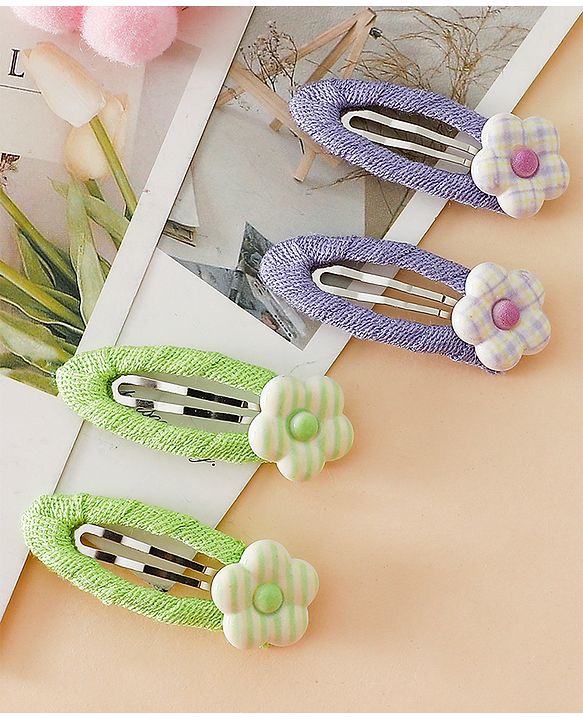 Babyhug Snap Clips Combo Sets - Purple&Green