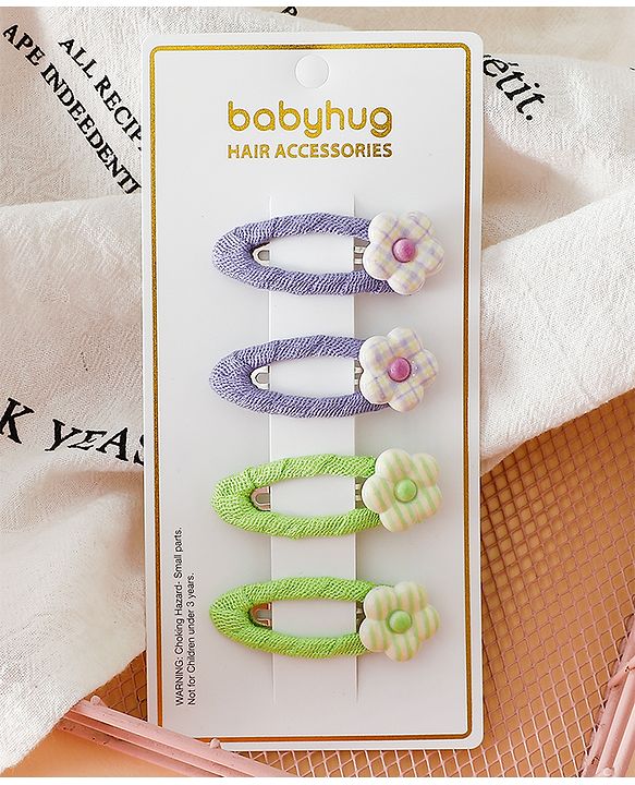 Babyhug Snap Clips Combo Sets - Purple&Green