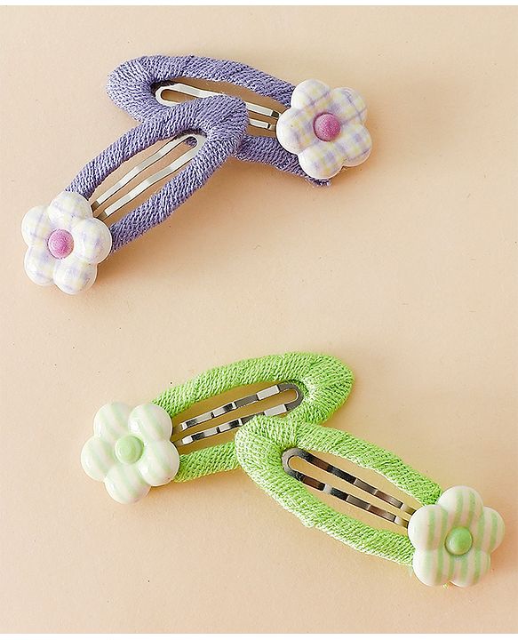 Babyhug Snap Clips Combo Sets - Purple&Green