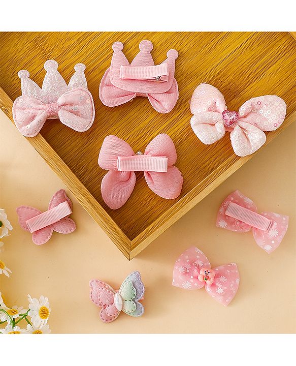 Babyhug Bow & Butterfly Clips Combo Sets - Pink