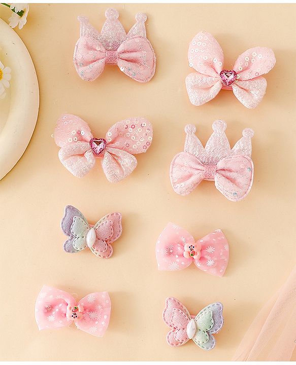 Babyhug Bow & Butterfly Clips Combo Sets - Pink