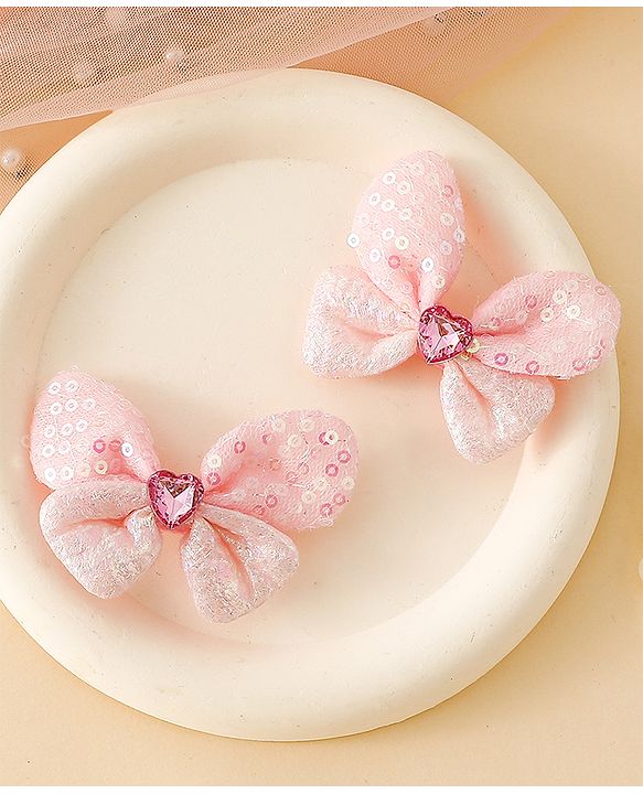 Babyhug Bow & Butterfly Clips Combo Sets - Pink