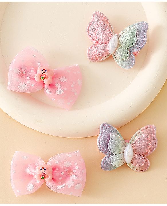 Babyhug Bow & Butterfly Clips Combo Sets - Pink