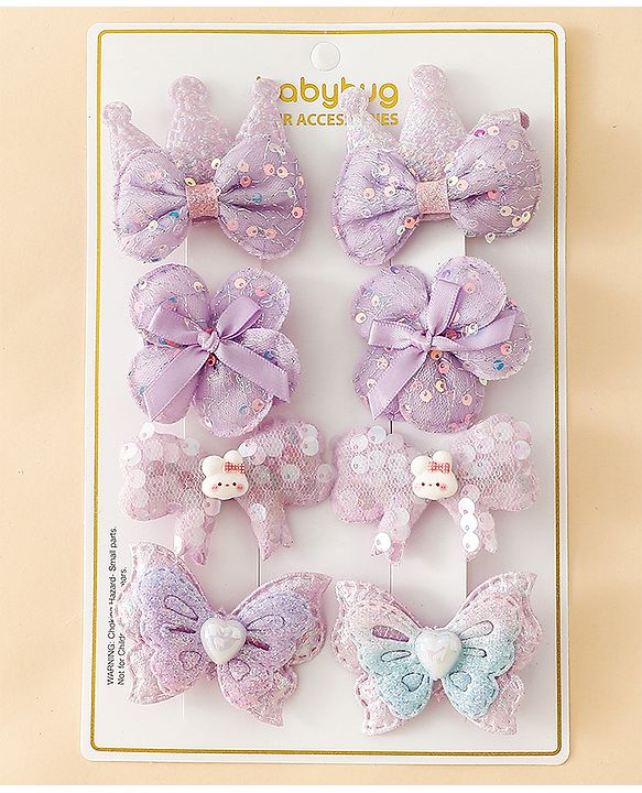 Babyhug Bow & Butterfly Clips Combo Sets - Pink