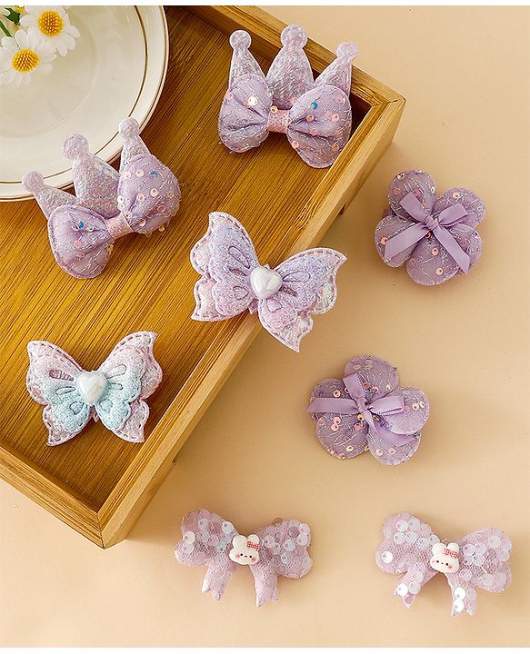 Babyhug Bow & Butterfly Clips Combo Sets - Pink