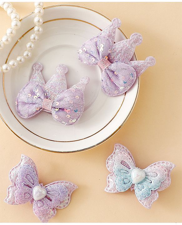Babyhug Bow & Butterfly Clips Combo Sets - Pink