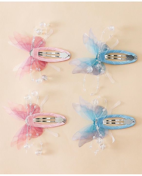 Babyhug Cute Butterfly Hair Clips -  Pink&Blue