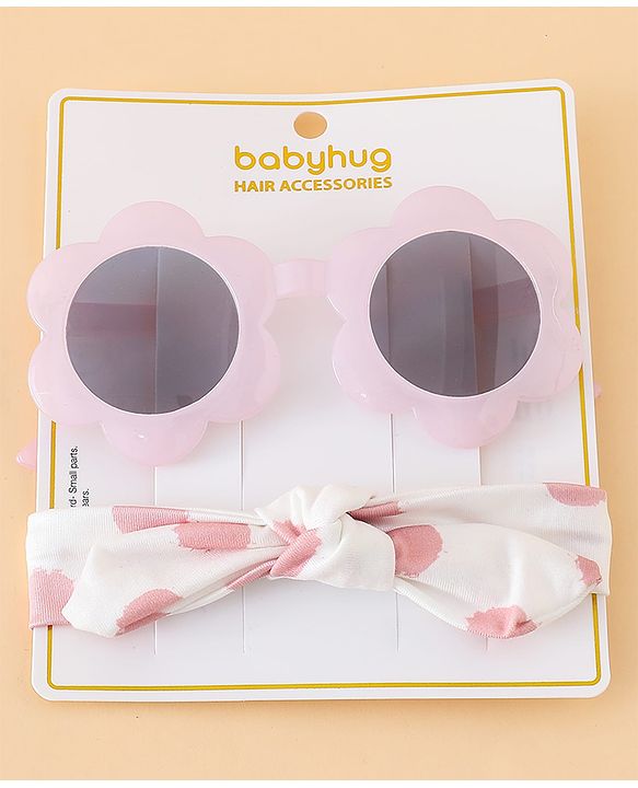 Babyhug Head Band & Sunglasses Combo Set - Pink