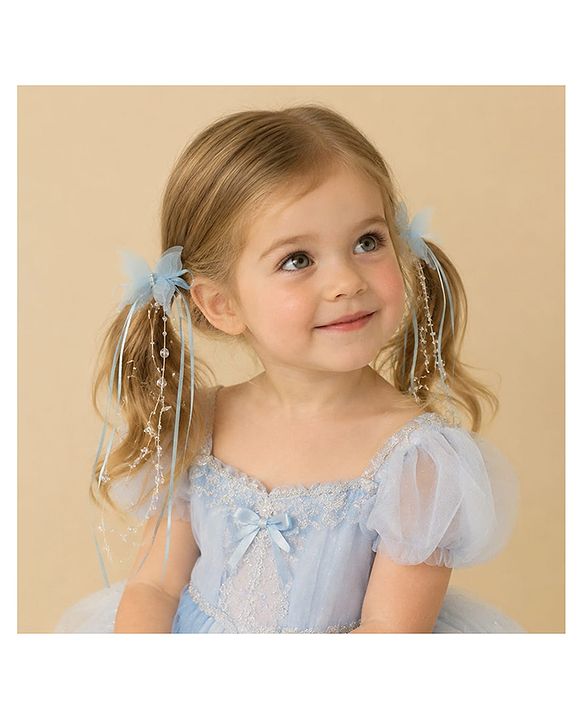 Pine Kids Bow & Butterfly Snap Clips - Blue