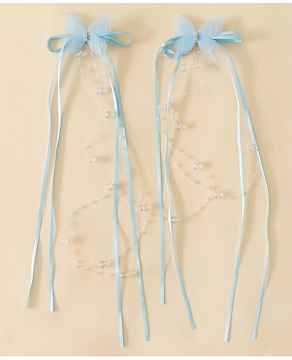 Pine Kids Bow & Butterfly Snap Clips - Blue