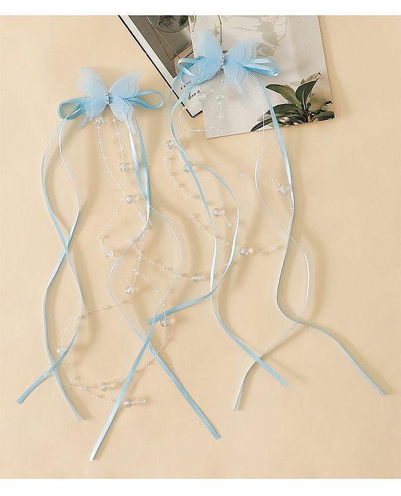 Pine Kids Bow & Butterfly Snap Clips - Blue
