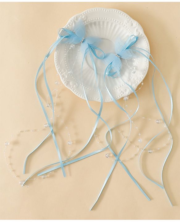 Pine Kids Bow & Butterfly Snap Clips - Blue