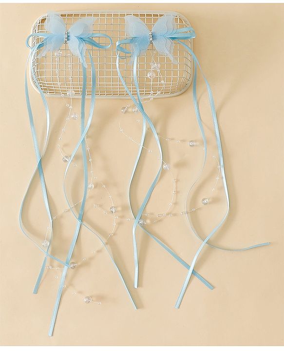 Pine Kids Bow & Butterfly Snap Clips - Blue