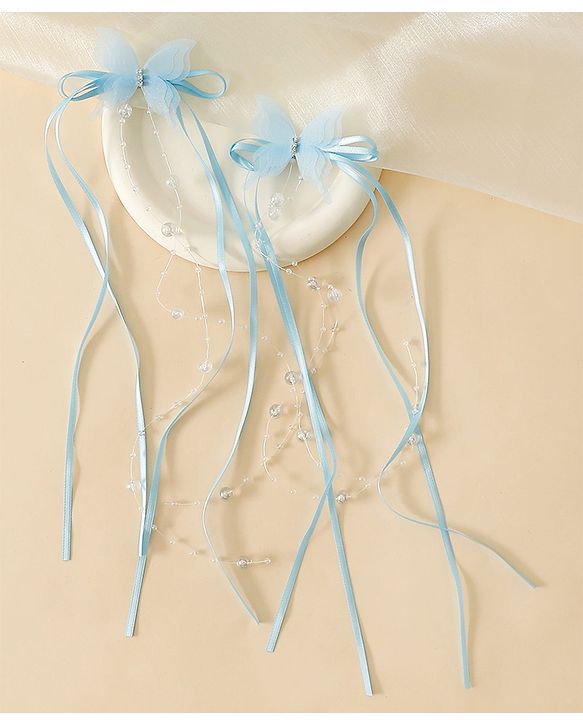 Pine Kids Bow & Butterfly Snap Clips - Blue