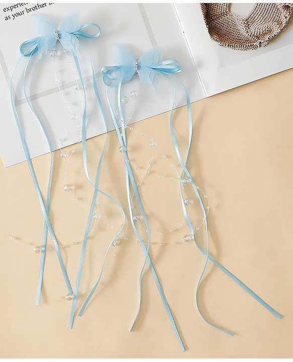 Pine Kids Bow & Butterfly Snap Clips - Blue