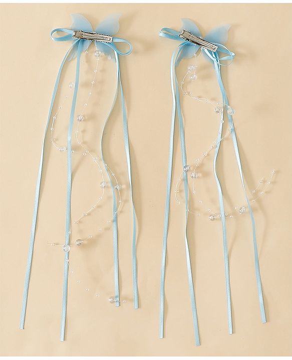 Pine Kids Bow & Butterfly Snap Clips - Blue