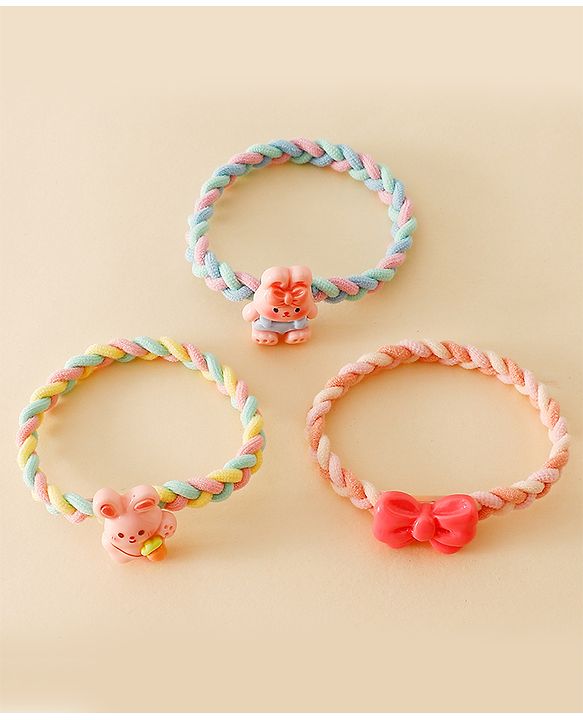 Pine Kids Colorful Knot and Fancy Loop Hair Rubber Bands - Pink & Blue