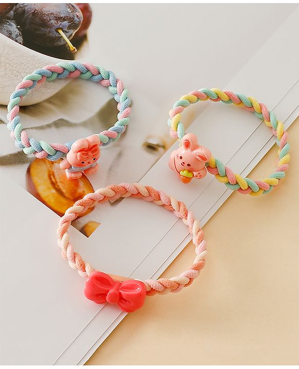 Pine Kids Colorful Knot and Fancy Loop Hair Rubber Bands - Pink & Blue